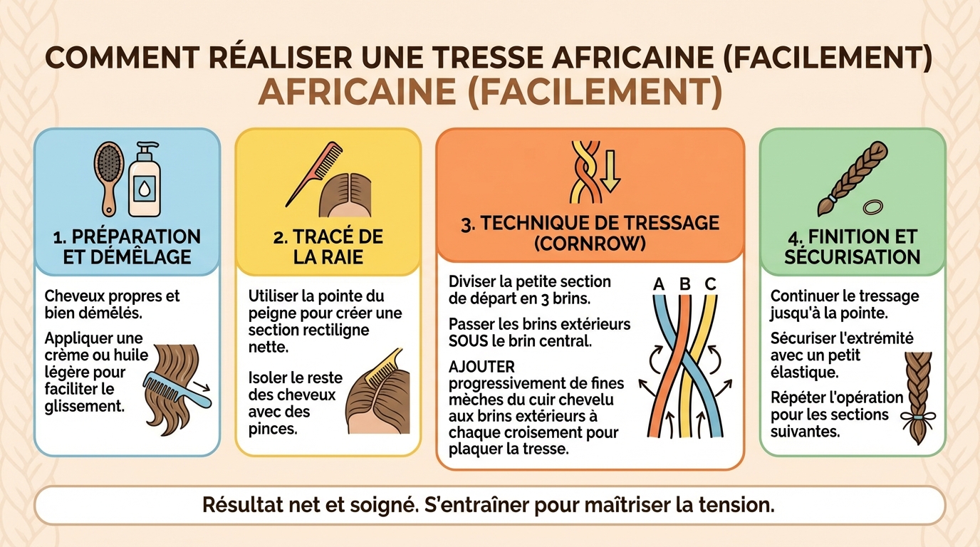 Les étapes pour réaliser une tresse africaine