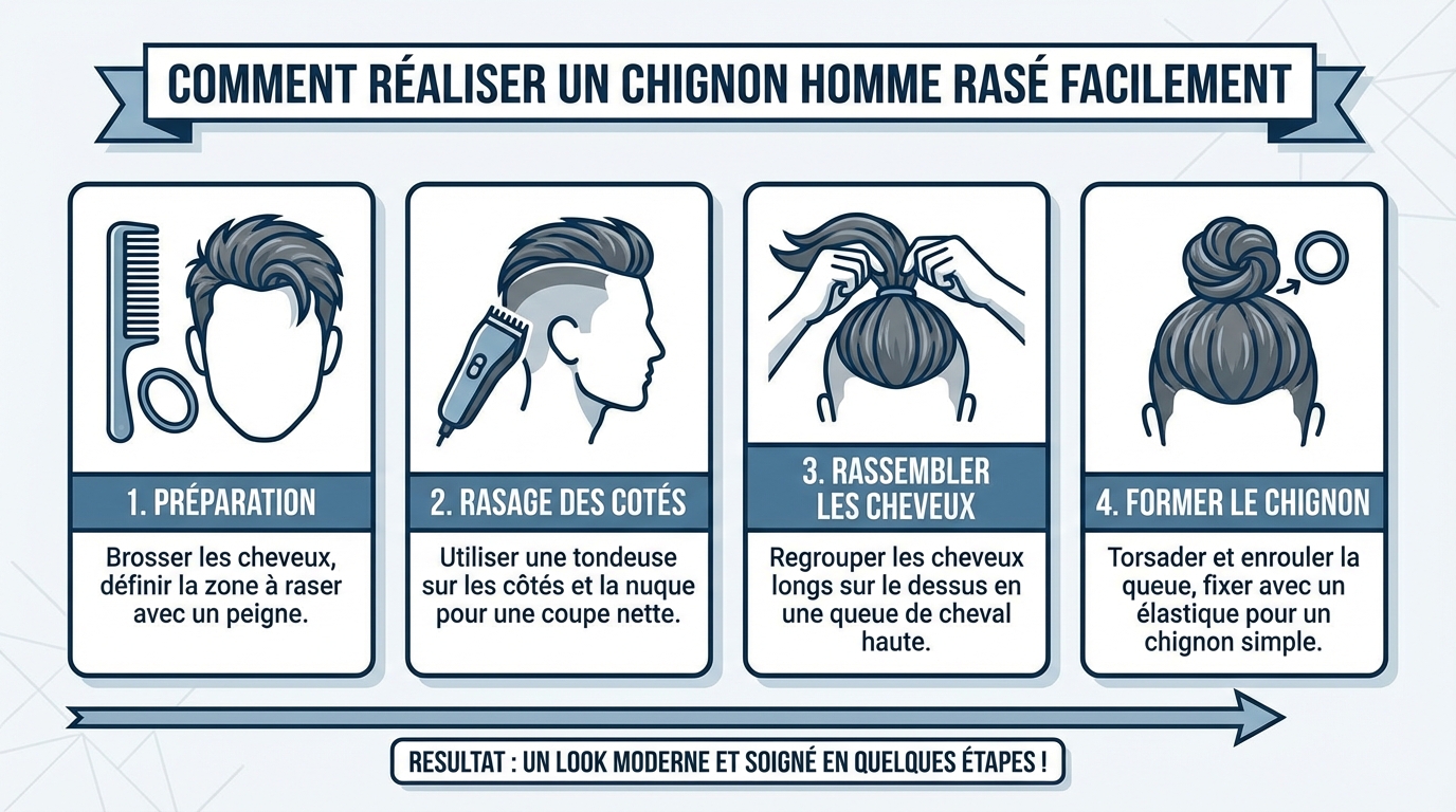 Comment réaliser un chignon homme rasé facilement 1 Entretien et soins du chignon rasé