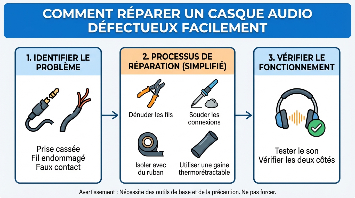Étapes pour réparer un casque audio