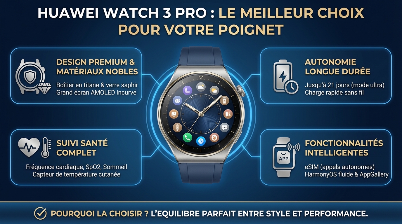 Huawei watch 3 pro : le meilleur choix pour votre poignet 1 Caractéristiques techniques
