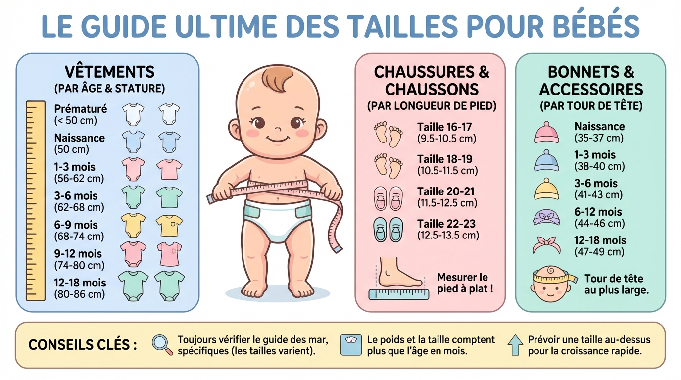 Le guide ultime des tailles pour bébés 1 Tableau des tailles bébé