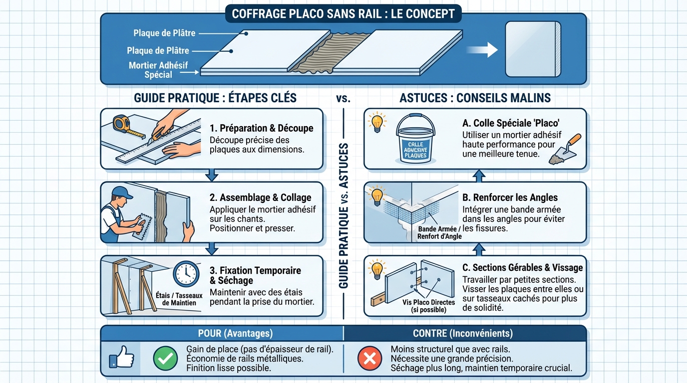 Comment procéder au coffrage placo sans rail
