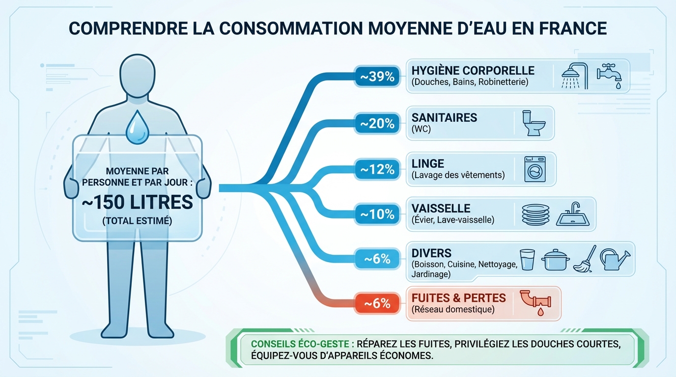 Comparaison de la consommation d'eau par ménage