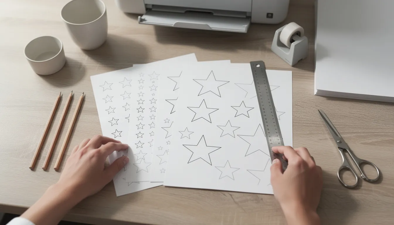 Gabarit d'étoiles de différentes tailles à imprimer